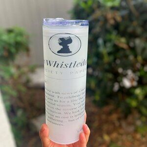 Skinny Frosted Bridgerton Tumbler with Lid and Glass Straw!!